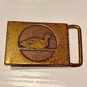 Solid Brass Duck Belt Buckle 1984 Steven H Knight Mallard Hunter 2" x 1-1/2"